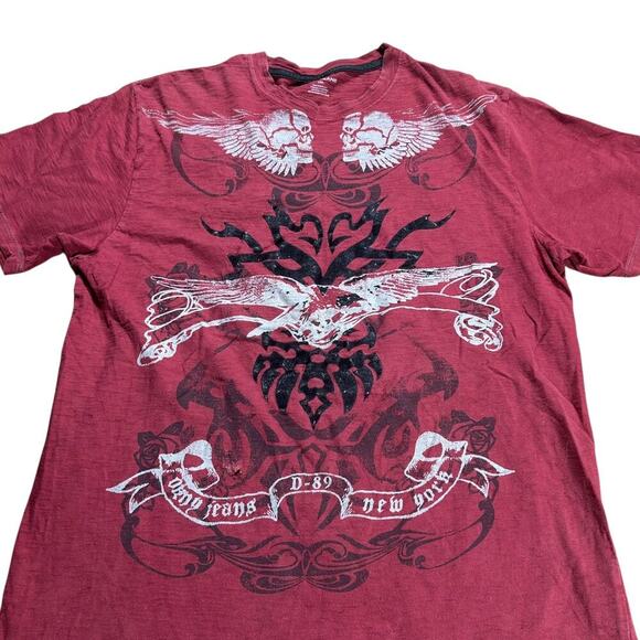 DKNY Jeans Skull Winged Dagger Tribal T-shirt - Picture 2 of 4